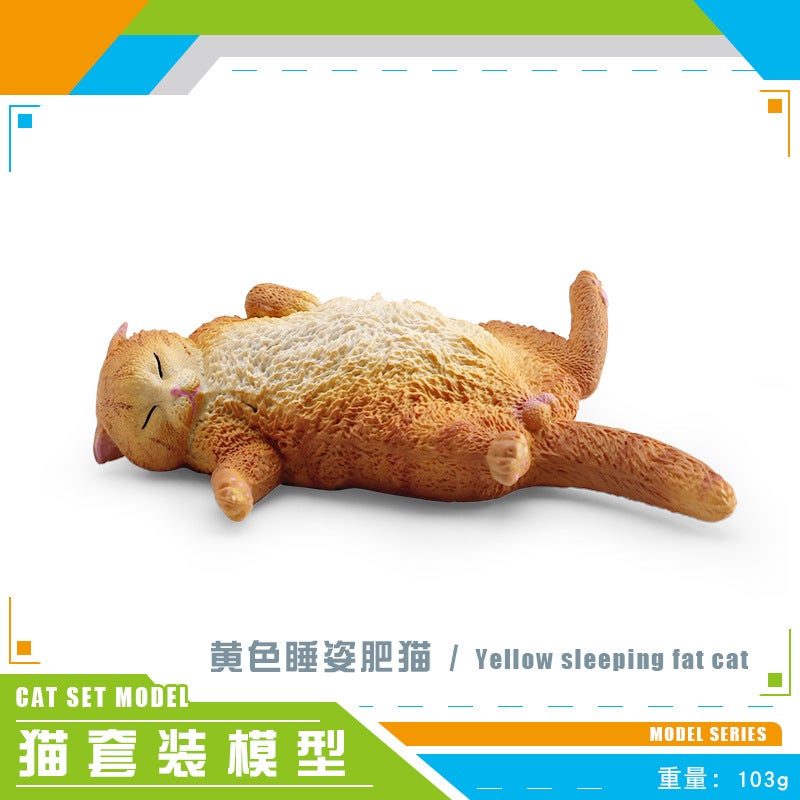 Realistic Short-haired Cat Sleeping Praying Kitten Cute Kune Kune Cat Figurine Home Decor Model Toy PL127-2903 yellow sleeping fat cat 103g 