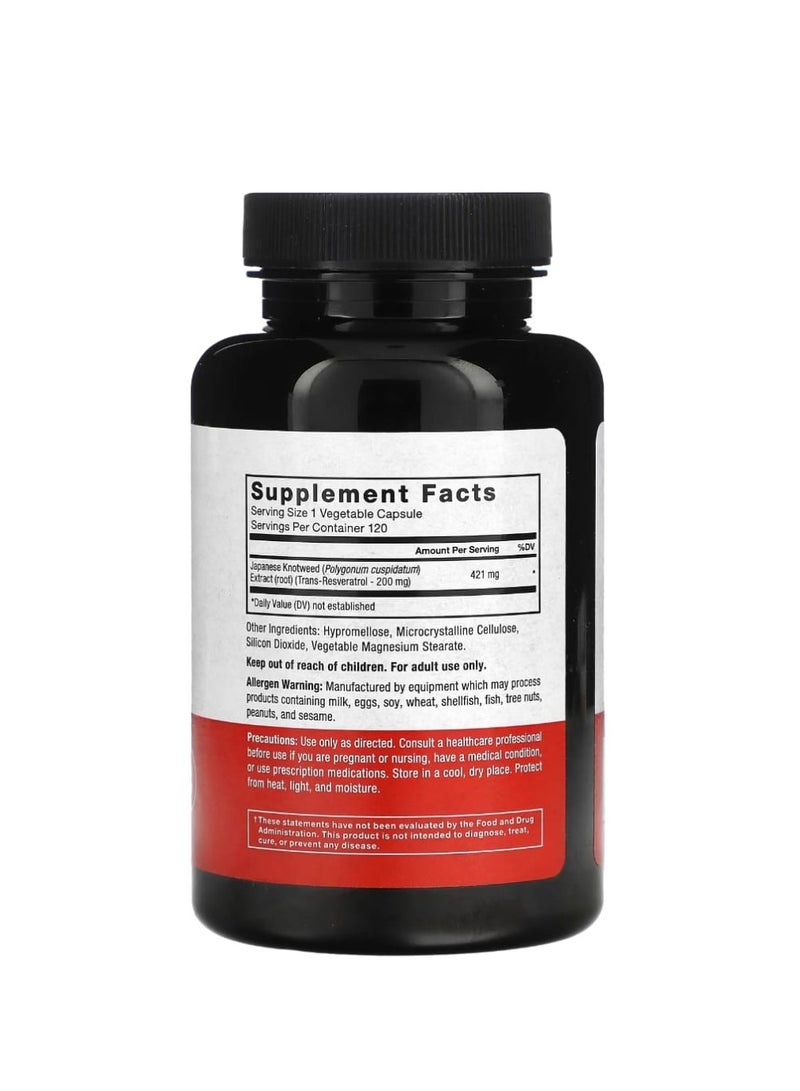 Force Factor Resveratrol 200 mg 120 Vegetable Capsules - Image 2