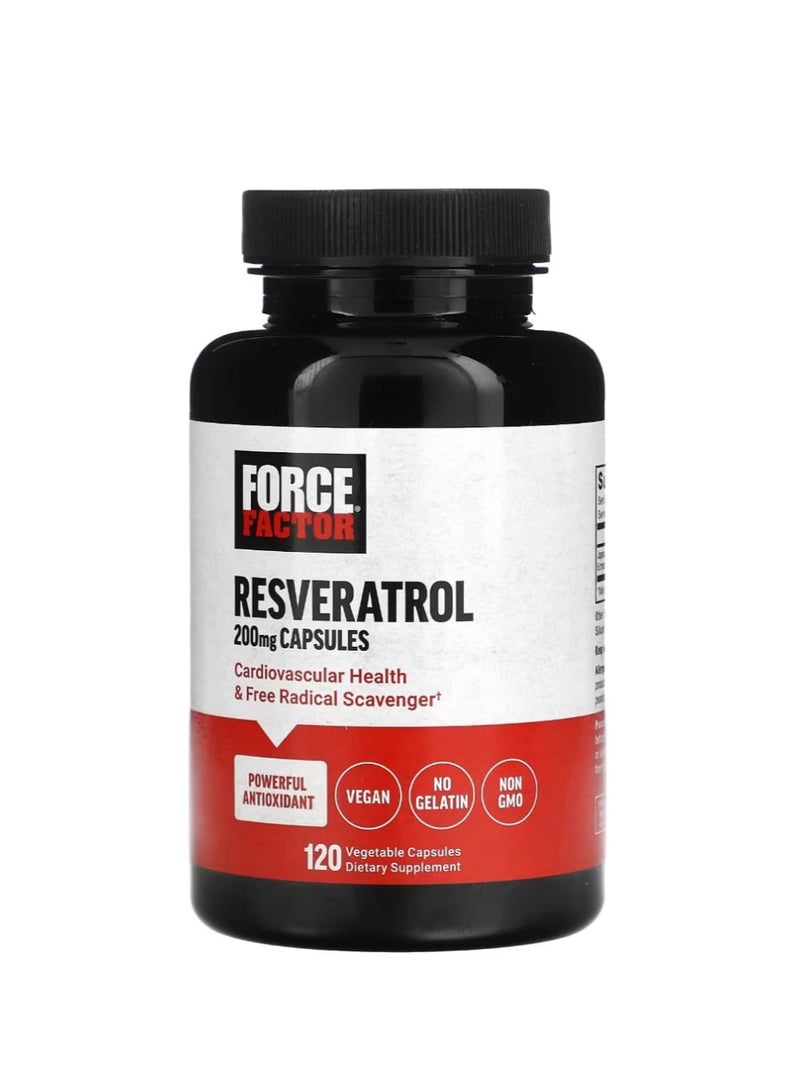 Force Factor Resveratrol 200 mg 120 Vegetable Capsules - Image 1