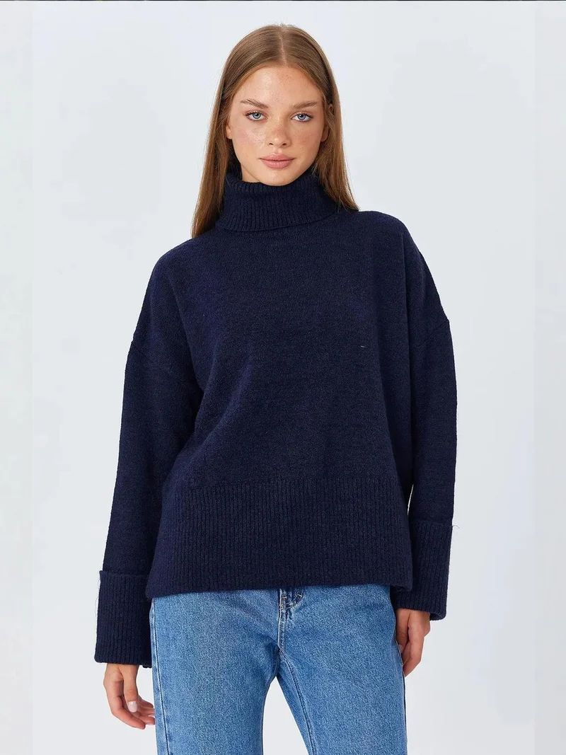 MixRay Mixray Thick Turtleneck Loose Fit Sweater