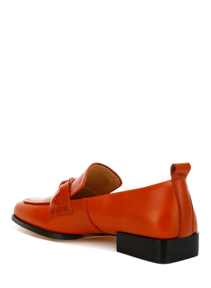 London Rag Genuine Leather Braided Loafers in Cognac