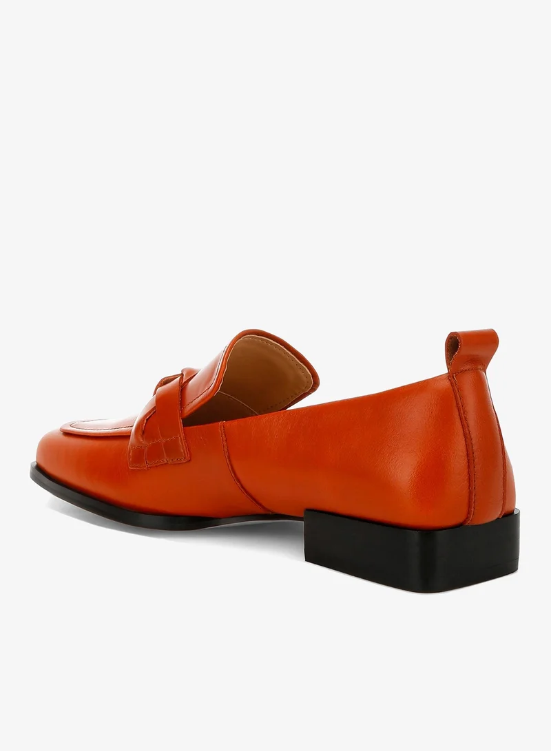 London Rag Genuine Leather Braided Loafers in Cognac