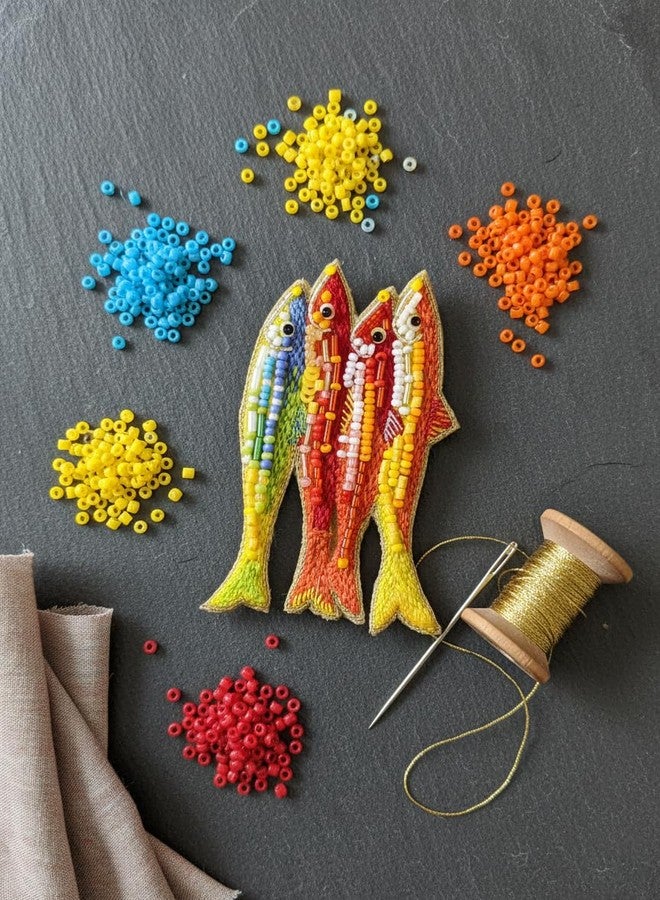 Abeo Handcrafted Fish Brooch, Beaded Statement Pin, Multicolor Glass Seed Beads and Crystals, Maximalist Artisan Accessory - Image 3