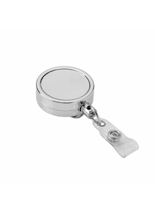 SUPER DEAL 2pcs Silver Simple Badge Reels Retractable Badge - Image 2