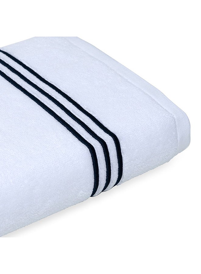 Hotel Embroidery Bath Towel, White & Navy - 500 GSM, 140x70 cm