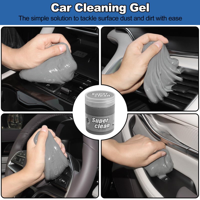 NIKCOSMK Windshield Cleaner Tool, 14Pcs Car Cleaning Kit - Car Interior Detailing Kit with Extendable Handle, Cleaning Gel & Microfiber Pads, All-in-One Inside Car Cleaning Supplies for Women Men - Image 5