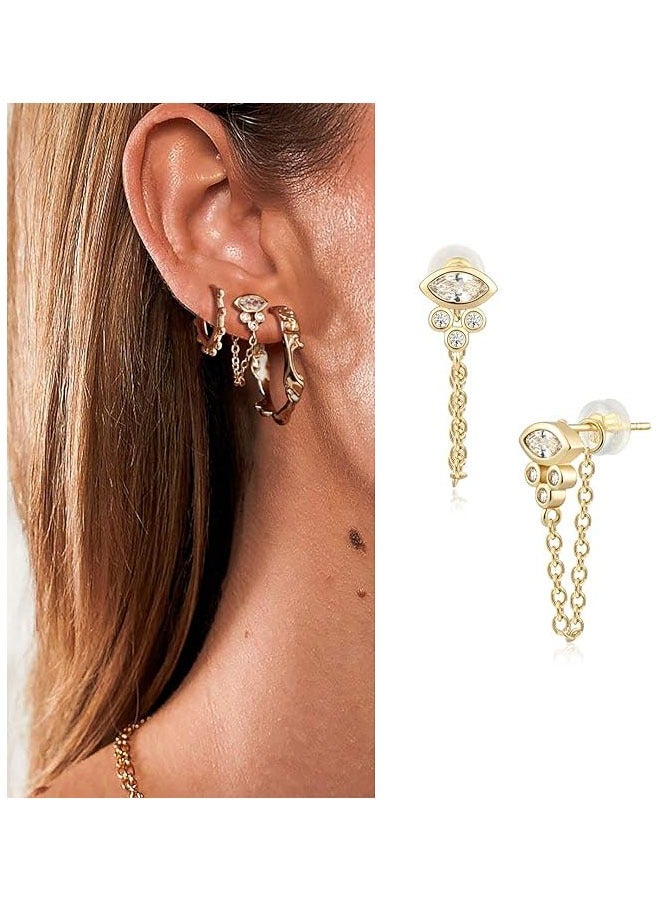 Mevecco Women Earrings Gold Stud 14K Gold Filled Small Simple Handmade Hypoallergenic Everyday Jewelry - Image 3