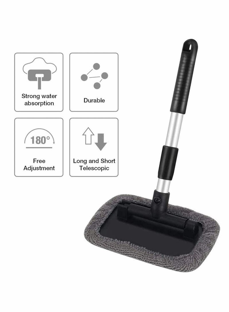 Y&D Windshield Glass Cleaning Tool Car Window Brush Wiper with Extendable Handle and Washable Reusable Microfiber Cloth 2pcs for - Image 2