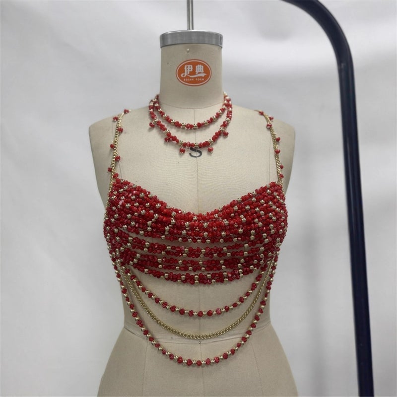 Women's Acrylic Beaded Hollow Camisole Top - Image 4