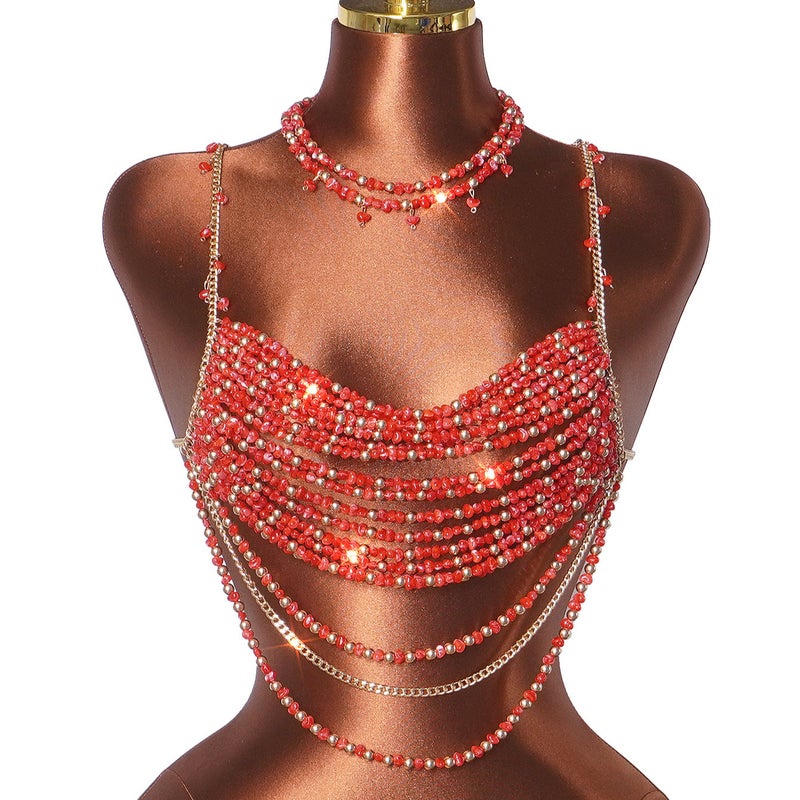 Women's Acrylic Beaded Hollow Camisole Top - Image 2