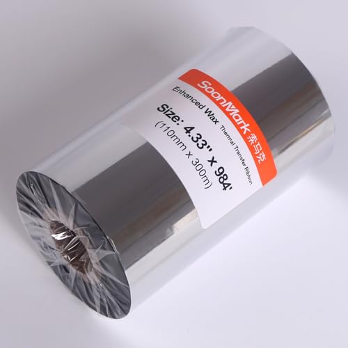 Soonmark 10 Rolls 4.33" x 984' (110mm X 300m) Thermal Transfer Wax Resin Ribbon for Label Tag Barcode Printing for Zebra,TEC,DATAMAX,etc - Image 4