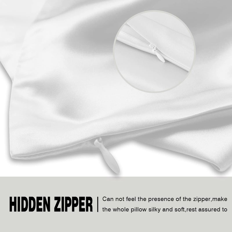 Suatien Mulberry Silk Pillowcase for Hair and Skin Standard Size 20"X 26" Pillow Case with Hidden Zipper Soft Breathable Smooth Cooling Silk Pillow Covers for Sleeping (White,Standard,1Pcs) - Image 4