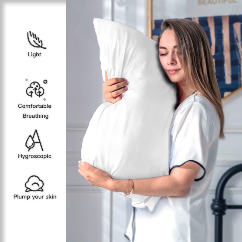 Suatien Mulberry Silk Pillowcase for Hair and Skin Standard Size 20"X 26" Pillow Case with Hidden Zipper Soft Breathable Smooth Cooling Silk Pillow Covers for Sleeping (White,Standard,1Pcs) - Image 3