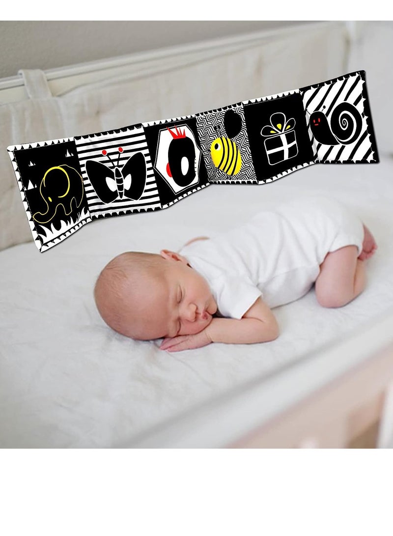 Infant Tummy Time Baby Toys Black and White High Contrast Baby Book for Newborns 0-3 Months Baby Early Education Sensory Toys Soft Washable Cloth Book Crib Toy Can Be Bitten and Tear