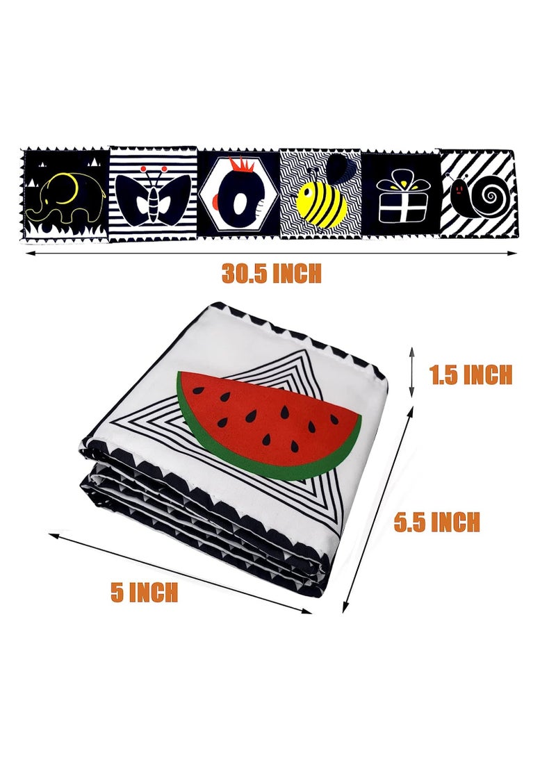 Infant Tummy Time Baby Toys Black and White High Contrast Baby Book for Newborns 0-3 Months Baby Early Education Sensory Toys Soft Washable Cloth Book Crib Toy Can Be Bitten and Tear