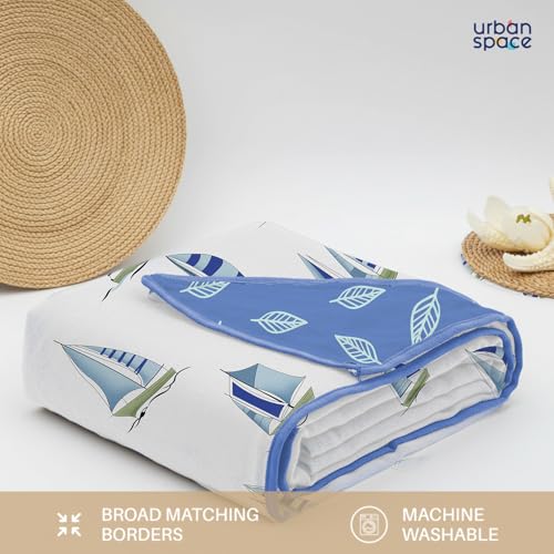 Urban Space 100% Cotton Malmal Single Bed Dohar, All Season Reversible Blanket, Soft, Lightweight and Breathable Ac Dohar/Quilt/Blanket/for Bed, Couch Sofa AC Blanket (58 x 95 inch, Ocean Boats Blue) - Image 5