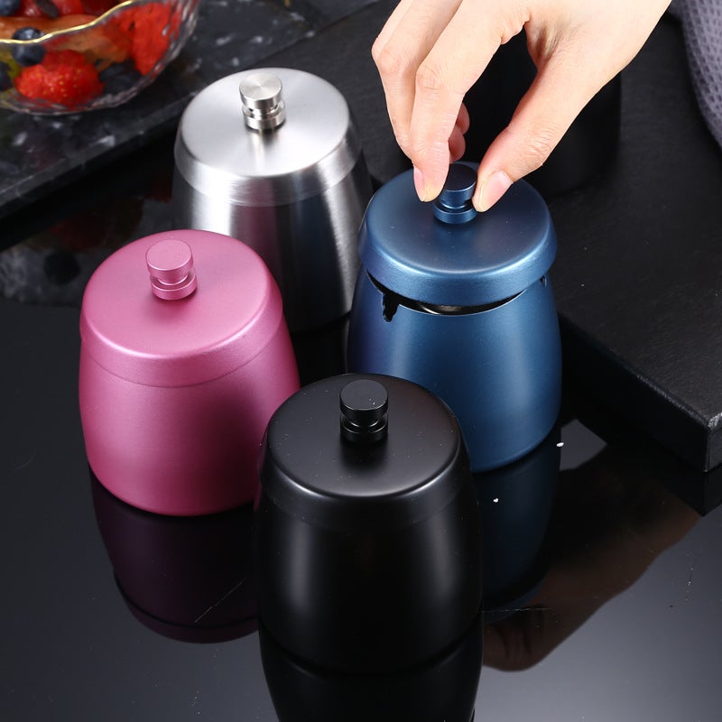 Thickened Stainless Steel Ashtray With Lid Creative Gift Advertising Printing Logo Home Anti-Round Home - Image 3