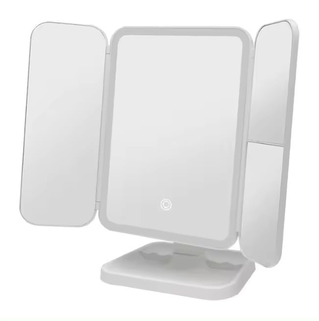 RIVUGJA Makeup Mirror Vanity Mirror with Adjustable Light 2X 3X 10X Magnification Trifold Makeup Mirror with LED LightsCosmetic Mirror for Home and Beauty Salon - Image 1