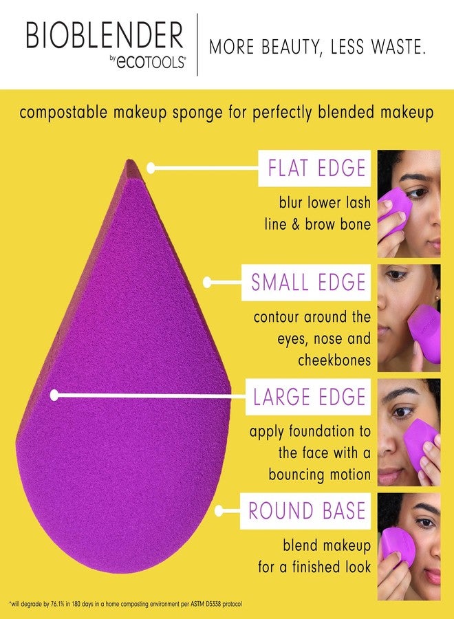 EcoTools Bioblender Makeup Sponge, Compostable Makeup Blender, For Liquid & Cream Foundation, Sustainable, Seamless Application, Eco-Friendly Beauty Sponge, Cruelty-Free & Latex Free, 1 Count - Image 3