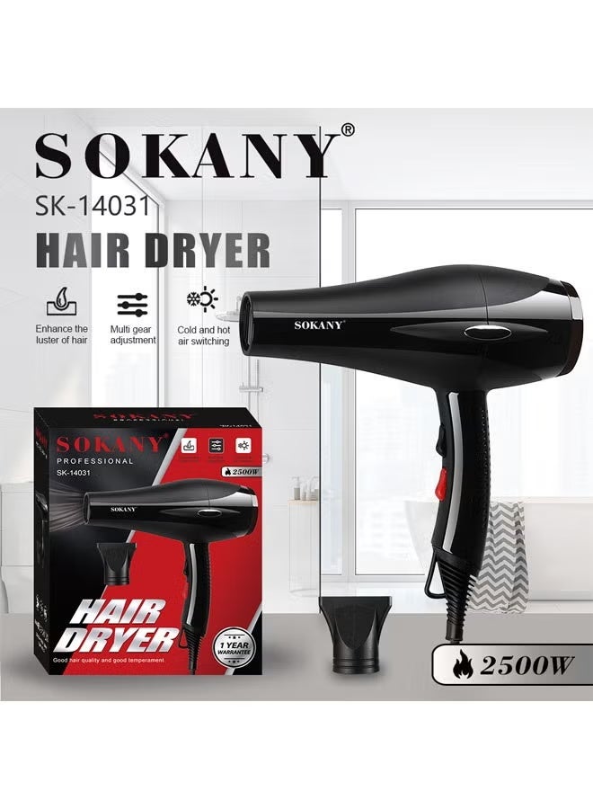 sokany SK-14031 Professional 2500W Hair Dryer SK-14031, Hot & Cold Air Blow Dryer, Multiple Speed Settings, Fast Drying High-Power Motor, Non-Slip Ergonomic Handle, Stylish Design for Smooth Hair, Home & Salon Use - Image 3