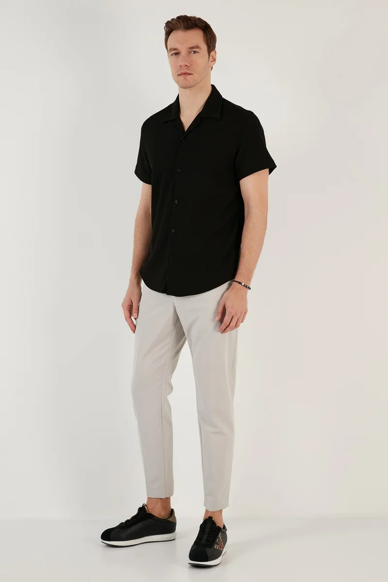 Buratti Cotton Blended Open Collar Short Sleeve Regular Fit Shirt Men's Shirt CF24S115882