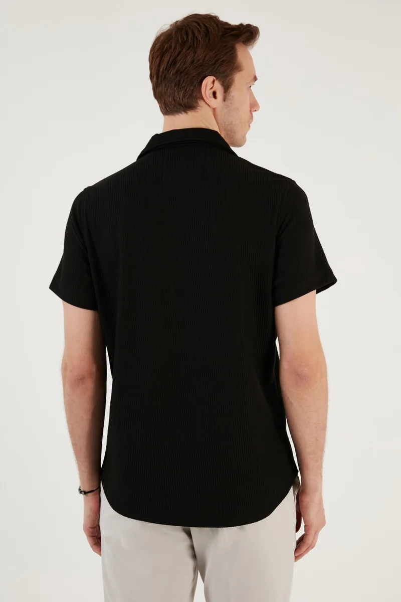 Buratti Cotton Blended Open Collar Short Sleeve Regular Fit Shirt Men's Shirt CF24S115882