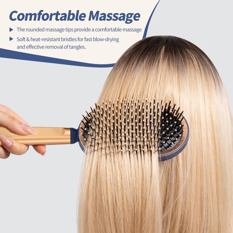 SHINLEA Large Paddle Brush, Hair Brush for Thick Thin Hair, Professional Hairbrush for Blow Drying, Massage Flexible Soft Bristles, Deluxe Gold Handle, Hairbrush for Women Men Kids - Image 5