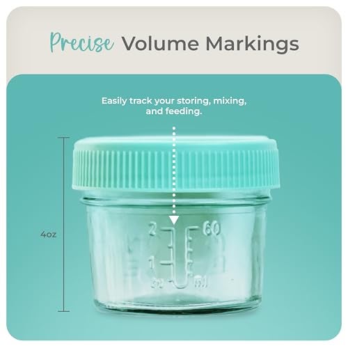 Mason Bottle 4oz Breast Milk Storage Jars (12-Pack) – Reusable Glass Baby Food Containers with Lid for Baby Formula & Breastmilk – Airtight, Stackable, Freezable (Deep Ocean) - Image 4