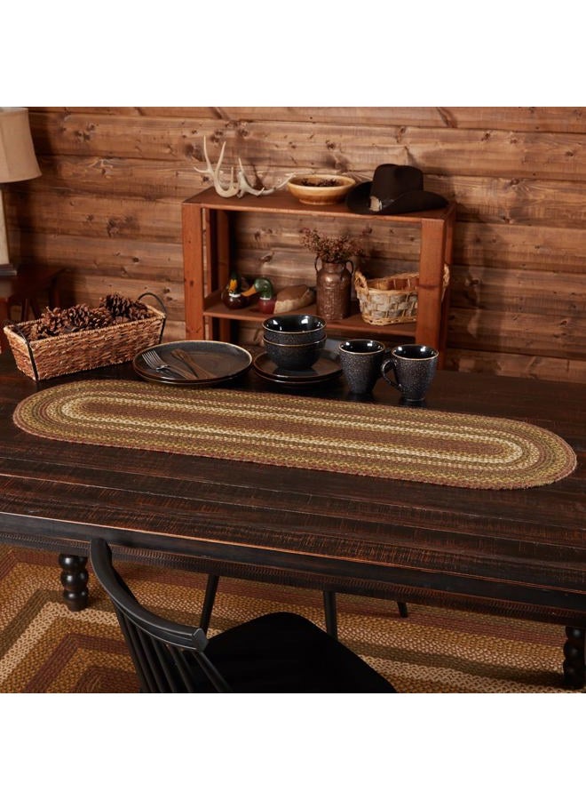 VHC Brands Tea Cabin Jute Runner 13x48 Log Cabin Country Rustic Lodge Kitchen Tabletop Design - Image 1