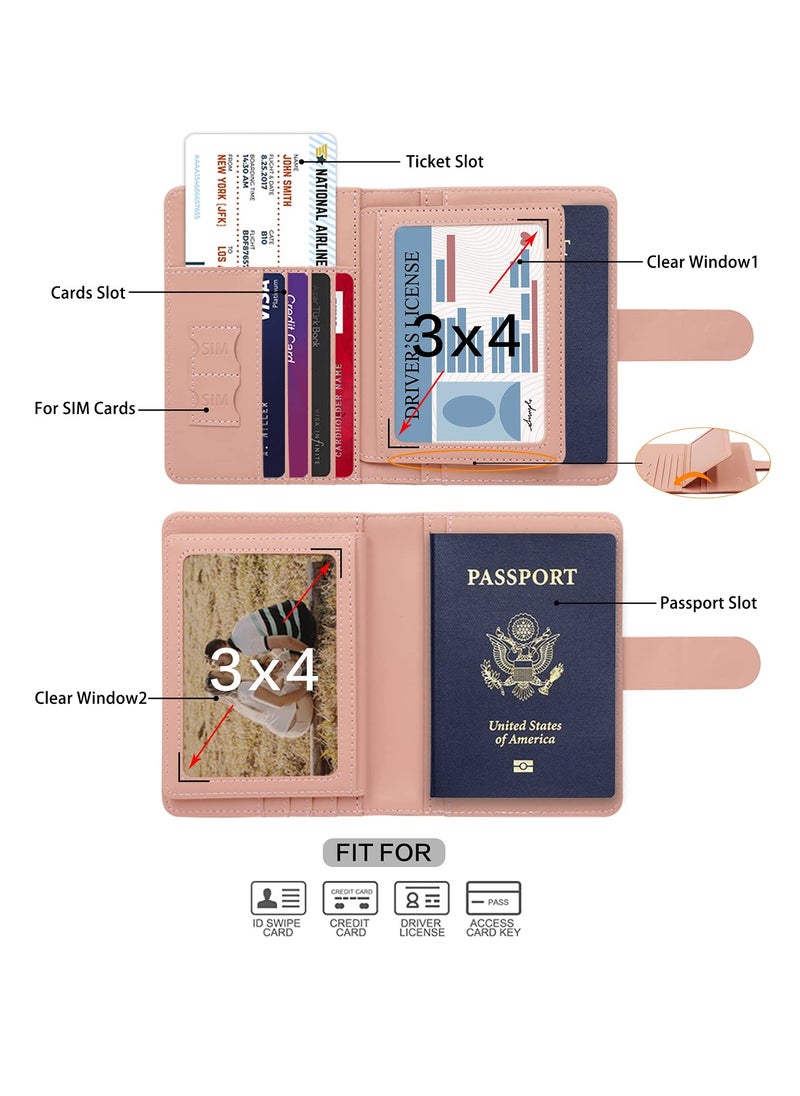Excefore - Passport Holder, Passport Holder Card Slots, Creative Aircraft Certificate Storage Bag, Cute Passport Cover for Women and Men, Waterproof Rfid Blocking Travel Wallet (Pink) - Image 1