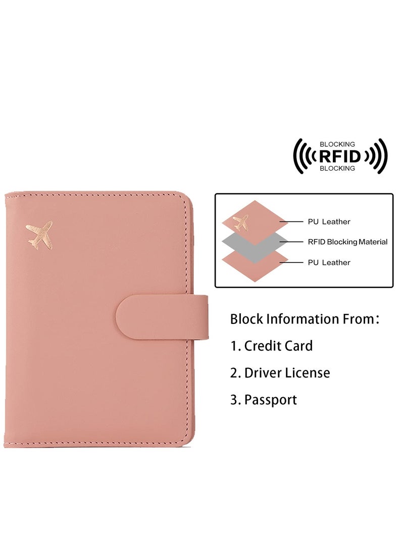 Excefore - Passport Holder, Passport Holder Card Slots, Creative Aircraft Certificate Storage Bag, Cute Passport Cover for Women and Men, Waterproof Rfid Blocking Travel Wallet (Pink) - Image 1