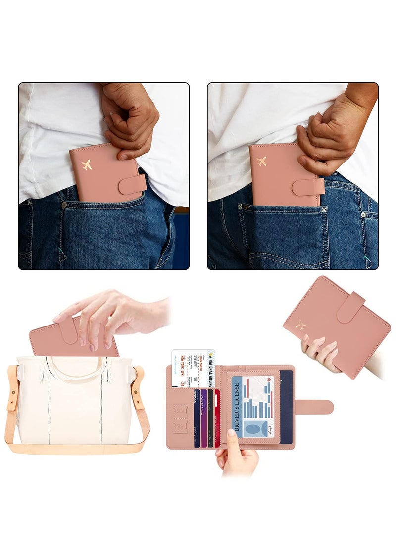 Excefore - Passport Holder, Passport Holder Card Slots, Creative Aircraft Certificate Storage Bag, Cute Passport Cover for Women and Men, Waterproof Rfid Blocking Travel Wallet (Pink) - Image 1