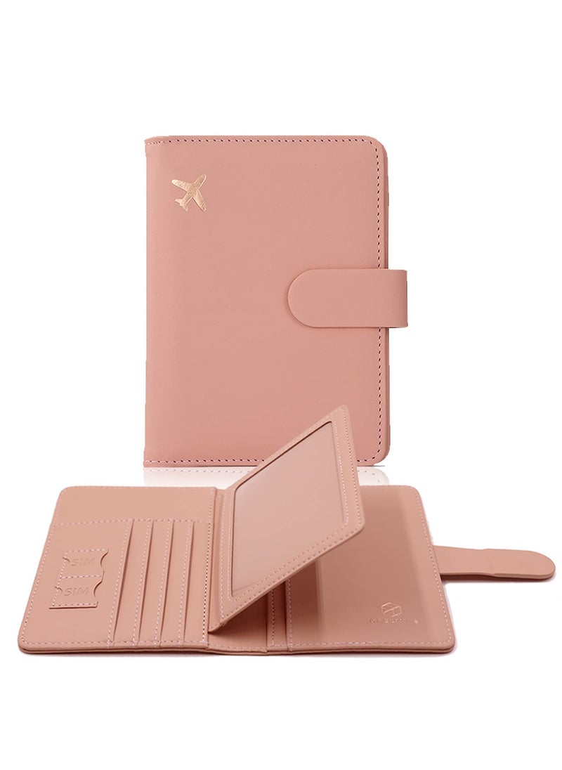 Excefore - Passport Holder, Passport Holder Card Slots, Creative Aircraft Certificate Storage Bag, Cute Passport Cover for Women and Men, Waterproof Rfid Blocking Travel Wallet (Pink) - Image 1