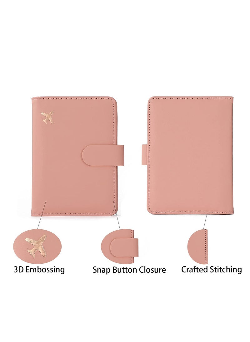 Excefore - Passport Holder, Passport Holder Card Slots, Creative Aircraft Certificate Storage Bag, Cute Passport Cover for Women and Men, Waterproof Rfid Blocking Travel Wallet (Pink) - Image 1