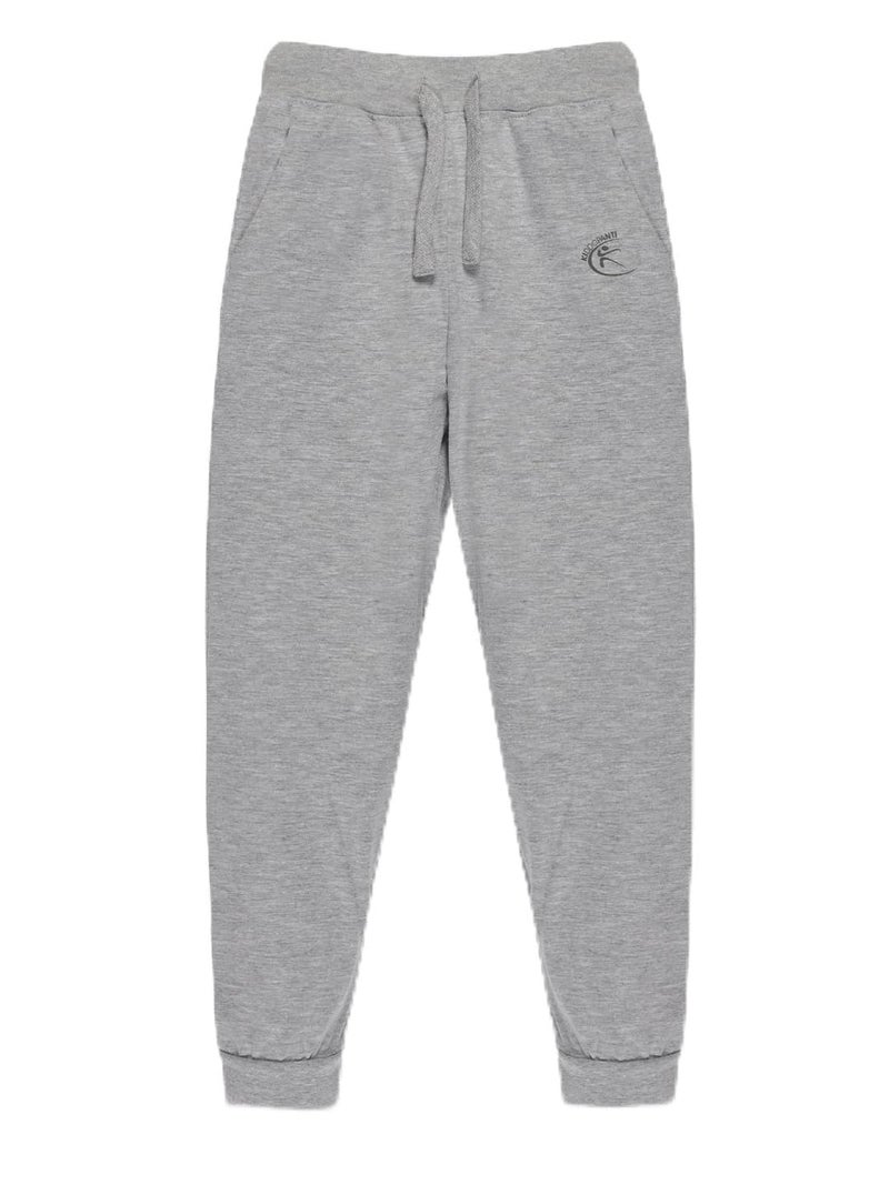 KiddoPanti 100% Cotton Track Pants for Boys & Girls | Soft Single Jersey Fabric | Elastic Waist with Drawcord | Full Length with Rib Hem & Pockets | Joggers for Kids, Grey Melange - 14-16Y - Image 1