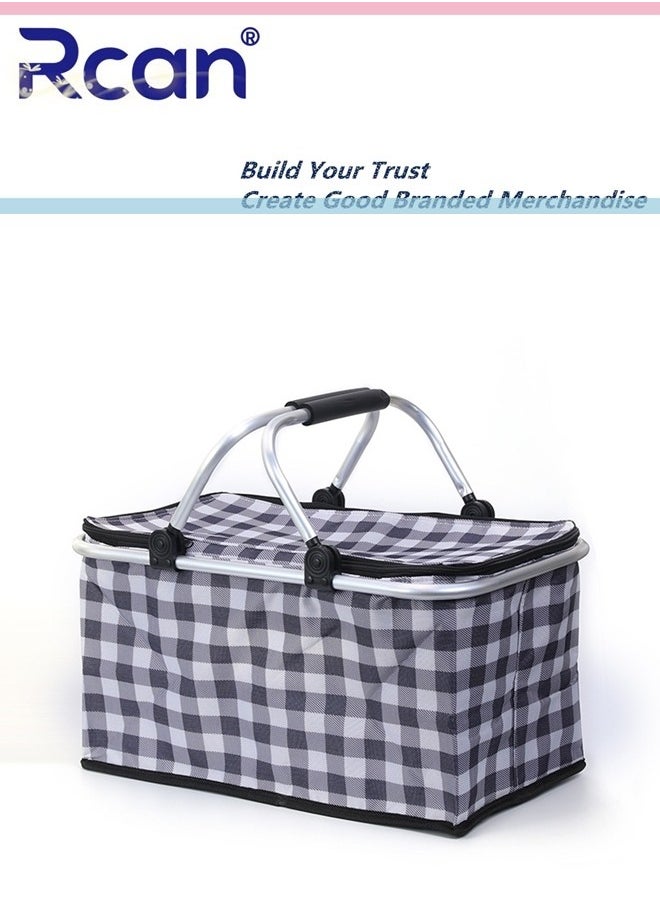 Large-Capacity Picnic Basket, Folding Portable Lunch Bag, Oxford Cloth Waterproof Insulated Aluminum Frame Basket, 30L Cooler Bag Basket for Camping, Travel, Outdoor Party - pzsku/Z293B6B5C63EDEE957291Z/45/_/1701942212/1a7316fd-7e32-4c17-bee9-4e6166af6b0a