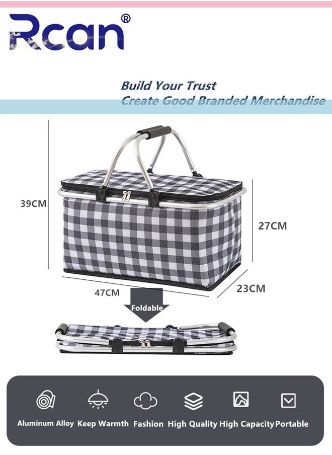 Large-Capacity Picnic Basket, Folding Portable Lunch Bag, Oxford Cloth Waterproof Insulated Aluminum Frame Basket, 30L Cooler Bag Basket for Camping, Travel, Outdoor Party - pzsku/Z293B6B5C63EDEE957291Z/45/_/1701942213/8e3d319b-7fb7-4122-b46b-50a081e05cf8