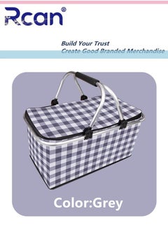 Rcan Large-Capacity Picnic Basket, Folding Portable Lunch Bag, Oxford Cloth Waterproof Insulated Aluminum Frame Basket, 30L Cooler Bag Basket for Camping, Travel, Outdoor Party  - Image 4