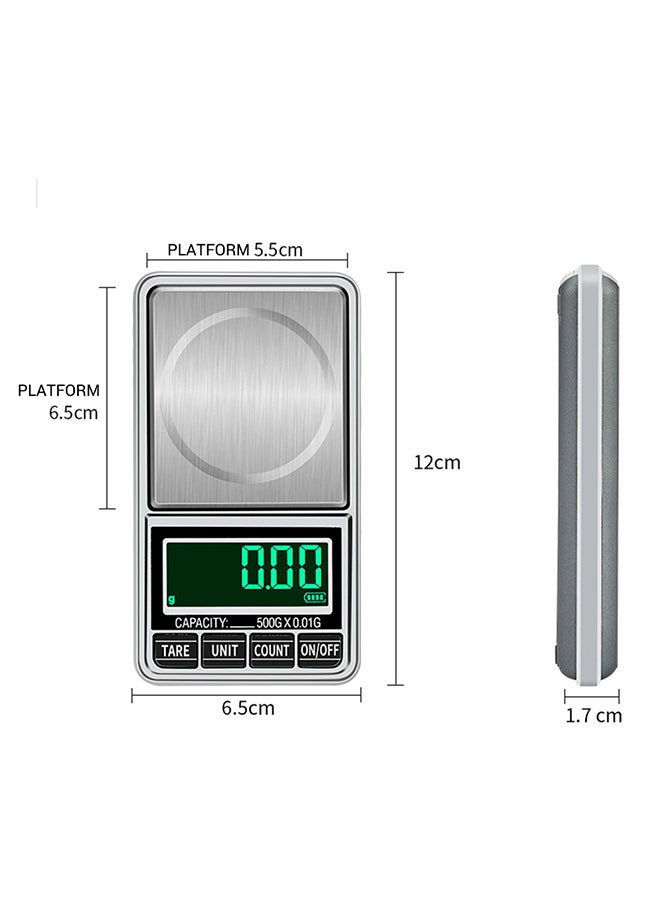 Portable Digital Scale Gold Jewelry Scale Mini Pocket Digital Scale Professional Accurate Electronic Scale Precision Balance 500g/0.1g DH-938C Silver 14.3x9.4x2.9cm - Image 2
