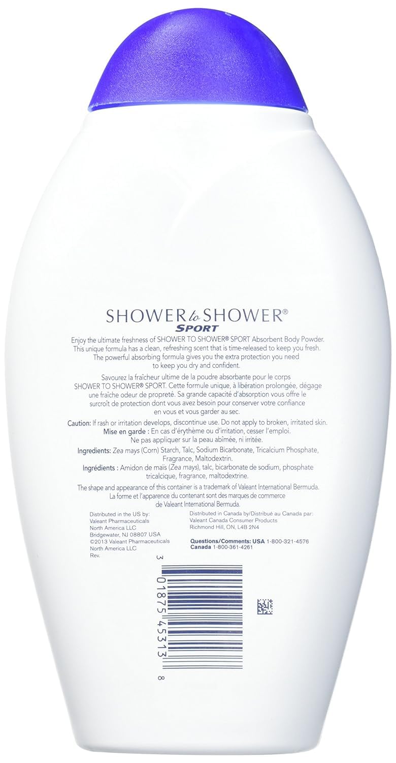 Shower to Shower Absorbent Body Powder, Sport, 13-Ounce Bottles (Pack of 3) - Image 2