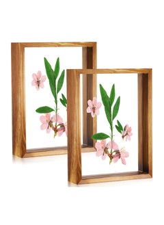 2 Pcs Rustic Floating Frames, Pressed Flower Display Frames Double-sided Acrylic Frames Wooden Plant Specimen Frames Double-sided Photo Display Herbarium Specimen Frames for Desktop