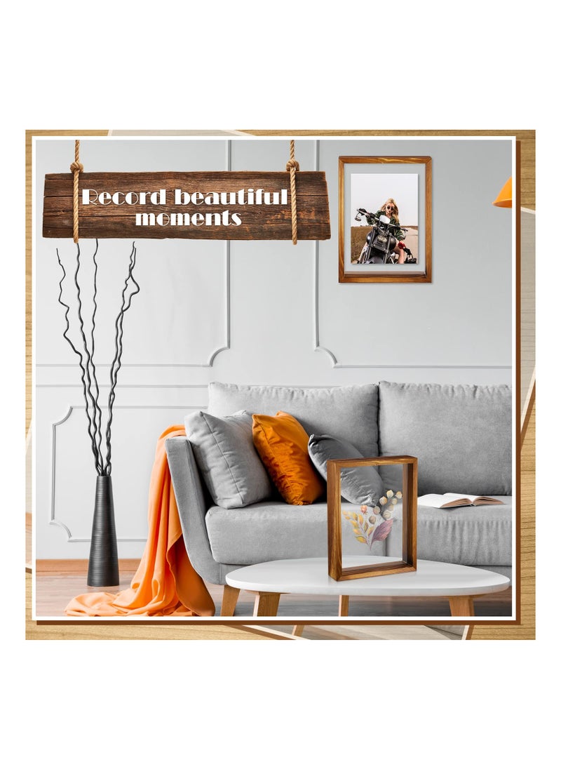 SYOSI - 2 Pcs Rustic Floating Frames, Pressed Flower Display Frames Double-sided Acrylic Frames Wooden Plant Specimen Frames Double-sided Photo Display Herbarium Specimen Frames for Desktop - Image 1