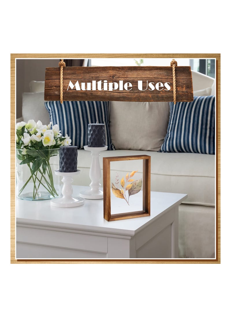 SYOSI - 2 Pcs Rustic Floating Frames, Pressed Flower Display Frames Double-sided Acrylic Frames Wooden Plant Specimen Frames Double-sided Photo Display Herbarium Specimen Frames for Desktop - Image 1