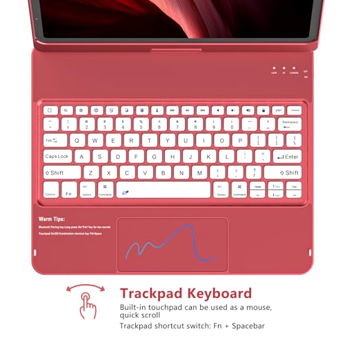 KBCASE Keyboard Case for iPad Air 13 inch M3/M2 (2025/2024)/for iPad Pro 12.9 inch 6th/5th/4th/3rd Gen (2018-2022), 360°Rotatable Case with Touchpad & Pencil Holder for iPad Air 13/Pro 12.9 (Red) - Image 4