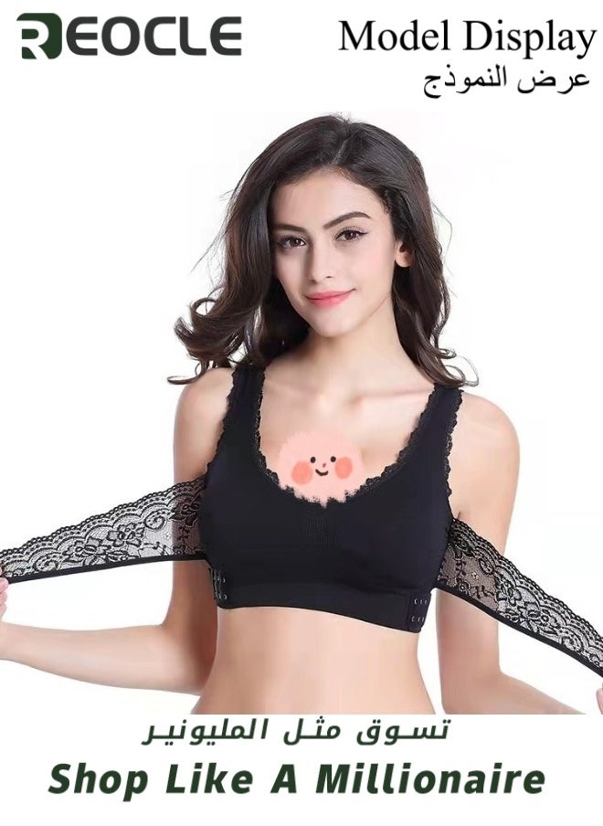 REOCLE - Women's Front Cross Side Buckle Lace Bras Sports Bras Comfy Corset Bra Wireless Push Up Seamless Bra - Image 1