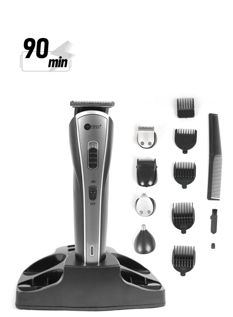 AFRA AFRA Hair Trimmer, AF-1600HTSB, 5 in 1 Set, Rechargeable, With Shaver, Precision Trimmer, Nose Trimmer, Design Trimmer and Full Trimmer, Charge Base, AF-1600HTSB, 1-year warranty. - Image 1