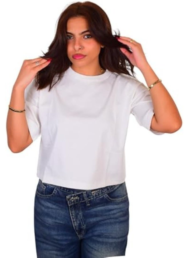 Mosca Women's Wear Cotton Crop Top, Half Sleeve - Image 3