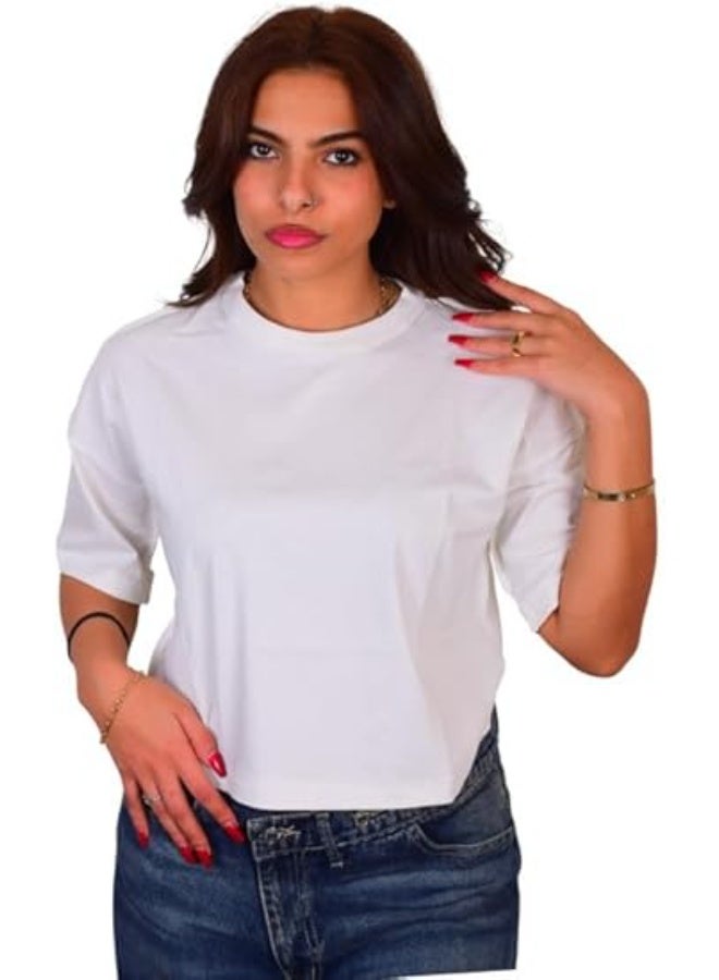 Mosca Women's Wear Cotton Crop Top, Half Sleeve - Image 1