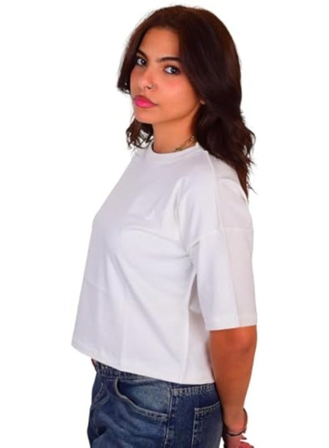 Mosca Women's Wear Cotton Crop Top, Half Sleeve - Image 2