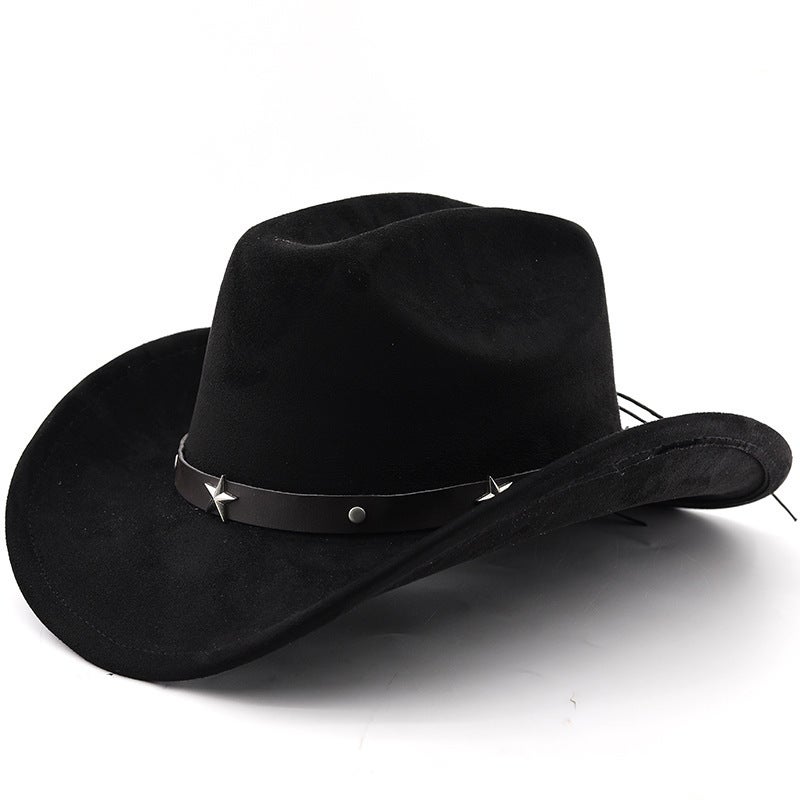 Fedora Hat Classic Five-pointed Belt  Western Cowboy Ethnic Felt Hat - Image 3
